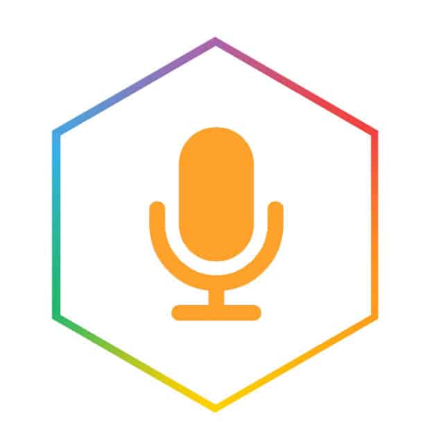 audio icon in hexagon as a header for audio recording service