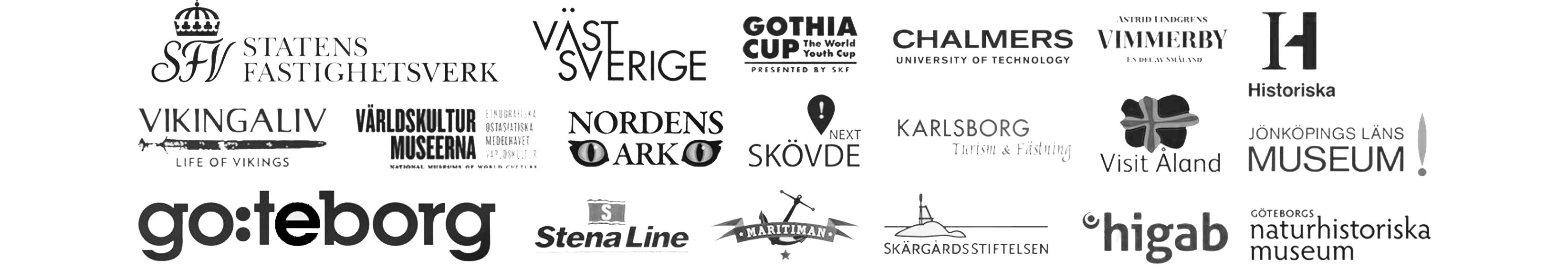A selection of clients logos to introduce the company